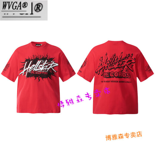WvgaHellstar short-sleeved Hell Star American high street Vintage TEE VTG couple men and women T-shirt trendy brand 1506 red S