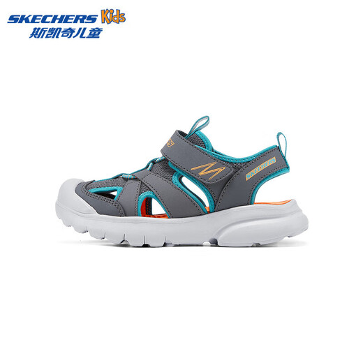 Skechers Children's Small Armor Sandals Comfortable Toe Sandals Mesh Breathable Casual Sports Shoes 407043L Boys/Charcoal Gray/Blue/CCBL 28.5