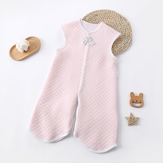 Green Eco Japan Craft Children's Autumn and Winter Split Leg Sleeping Bag Anti-jump Vest Sleeping Bag Baby Anti-Kick Quilt Baby Warm Sleeping Bag Pink (Cotton) 66cm / XS