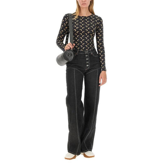 Marine Serre FW25 Luxury Women's MOON SECOND SKIN Top BLACK 20 | M