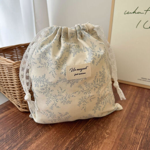 Double-layer cotton gauze baby supplies diaper supplies storage bag kindergarten laundry change packaging soft cotton bag light pink bouquet double-layer gauze storage bag 22*25cm