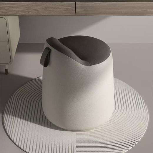 Xiaomi famous craftsman Nordic light luxury living room home bedroom rotating makeup stool low stool internet celebrity simple modern dressing table stool round stool off-white + orange imported cat claw leather - foot pad style