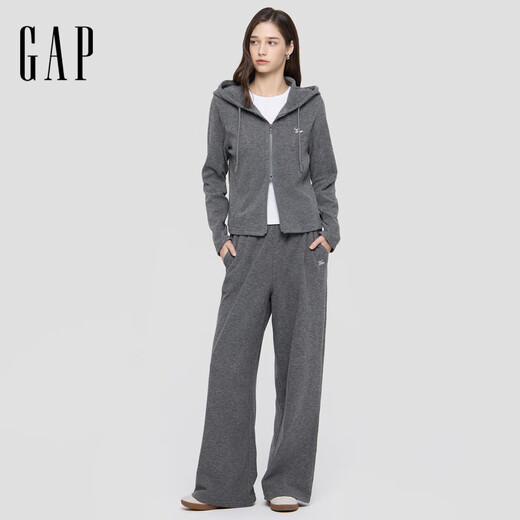 Gap Women's 2025 Autumn New Embroidered Logo Fitted Zipper Hooded Sweater Slim Top 792688