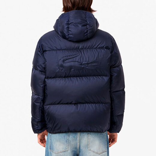 LACOSTE French crocodile solid color warm and water-repellent hooded zipper down jacket men's blue blue XS 46-
