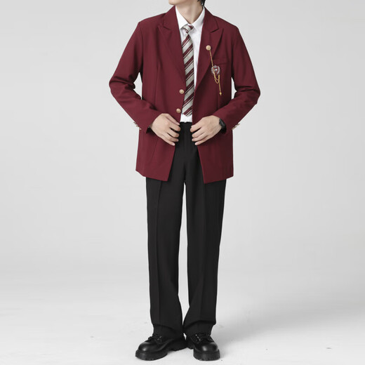 Cupid, God of Love, In the Name of God DKJK Black Suit Jacket for Men and Women, Versatile Japanese College Style Suit TZ2073 Red Suit + Pants + Red Diamond Long Tie 5XL 185-200Jin Jin is equal to 0.5 kg