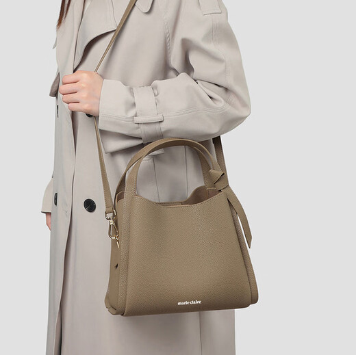 Marie Claire Light Luxury Bag Women's Bag Women's Bucket Bag 2025 New Single Shoulder Crossbody Bag for Girlfriend and Wife Birthday Gift Elephant Gray Brand Gift Box