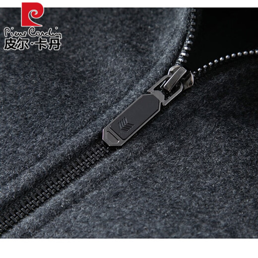 Pierre Cardin 100% pure wool jacket men's stand collar autumn and winter high-end business casual executive only dad woolen jacket 11597 gray stand collar style XL 180/96A