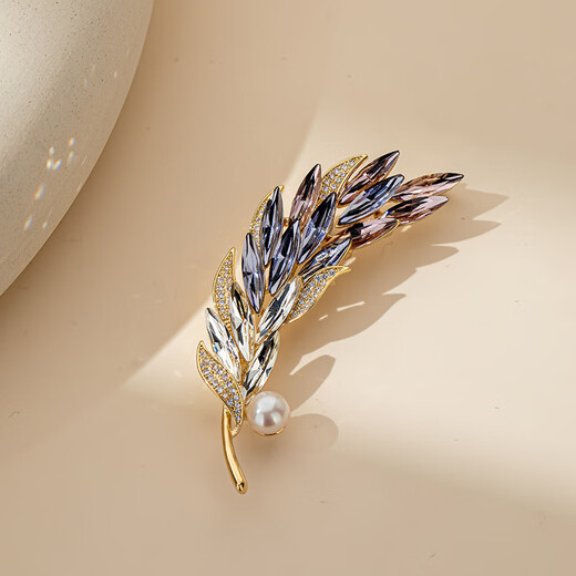 Qlady wheat ear freshwater pearl corsage brooch women's high-end light luxury 2025 new style pin fixed clothing accessories collar pin