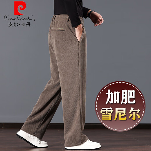 Pierre Cardin 2025 new chenille pants men's spring and autumn sports pants loose straight middle-aged dad pants large size earth card color M
