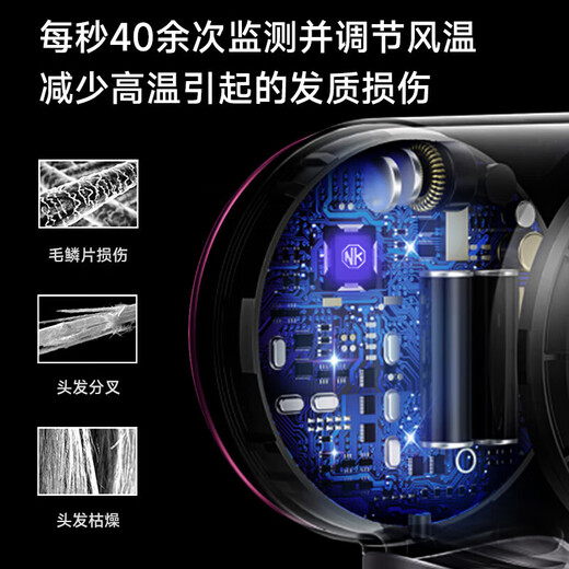 High-speed hair dryer Dyson 1 1 replacement household hair dryer 1600W hair salon high wind power hair dryer fast drying low noise does not damage hair rose red five air nozzles