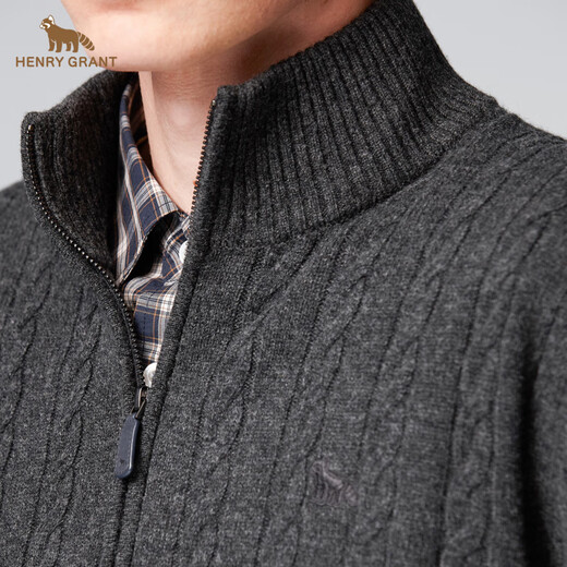 HENRY GRANT Henry Grant Casual Winter Men's Loose Cardigan Sweater Comfortable Sports Regular Knitted Sweater Autumn Dark Gray (QBY244122U311) One Size 46 (170/92A)