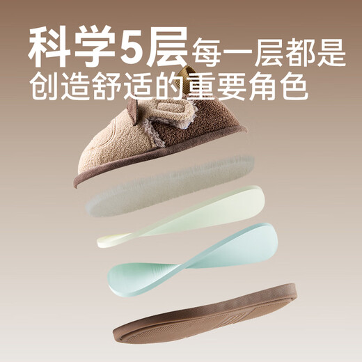 幸福玛丽(Cheerful Mario)新品宝宝棉拖鞋秋冬季儿童防滑包跟家居鞋可爱女童男童棉鞋室内穿 小熊棕色 10.5 内长14cm(140)适合脚长12cm