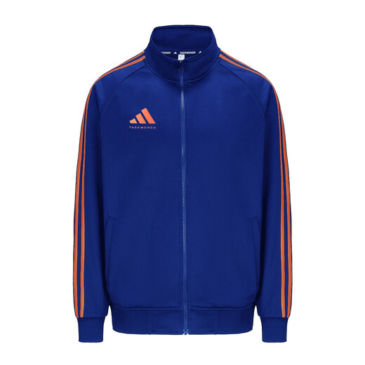 Adidas jacket men's spring and autumn running sports knitted stand-up collar jacket outdoor sportswear blue orange L