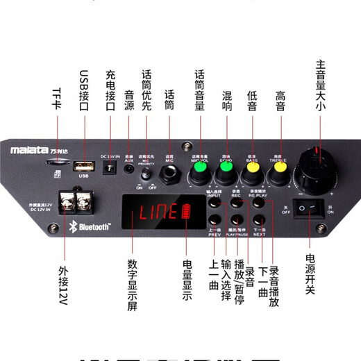 Malida 9017S Thor series audio outdoor karaoke square dance audio home singing high-power subwoofer portable stage dance store stall trolley Bluetooth speaker 15 inches 9058 dual microphone / flagship version