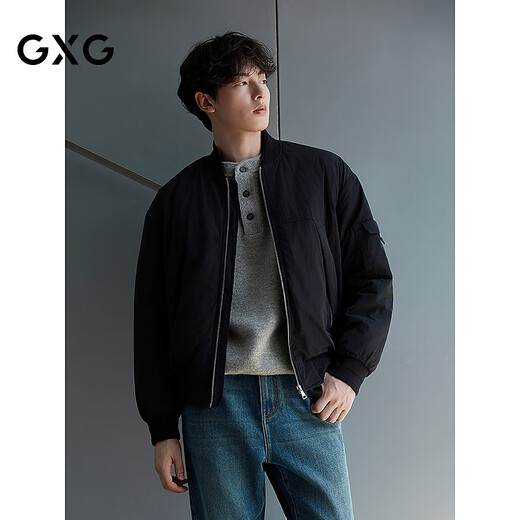 GXG Men's Black Classic Big Pocket Baseball Collar Aviator Cotton Jacket 25 Winter New Black L