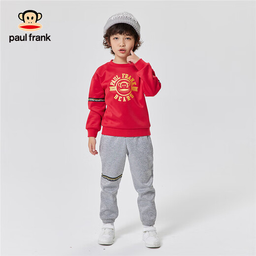 Paul Frank Children's Clothing Children's Plush Suit 2025 Winter Comfortable and Warm Leisure Sports Fashionable Thick Suit for Big Children 724F Red 150