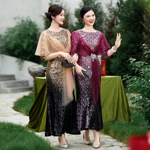 Fumini January Mother's Wedding Dress 2025 New Autumn Noble Young Mother-in-law Wedding Dress Wedding Engagement Rose Red L