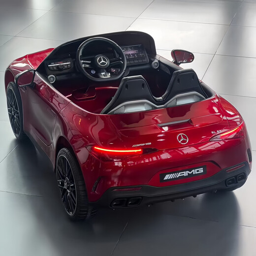Mercedes-Benz AMG SL63 children's electric car, four-wheeled, remote-controlled car, four-wheel drive, large toy car, children's sports car, painted blue (same car as 4S store), four-wheel drive/leather seat/explosion-proof soft wheels + 3-hour lithium battery