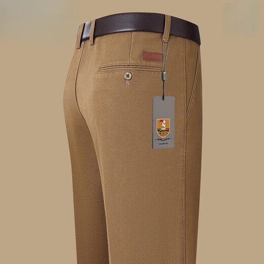 Woodpecker (TUCANO) official brand pure cotton casual pants for men's spring and autumn plus velvet trousers loose straight middle-aged dad's business long pants 9855-1 dark gray [Spring and autumn] regular 30