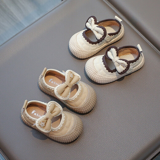 Terranis Yangma recommends spring new baby girl bow princess shoes soft sole infants 0-1-3 years old off-white 16_inner length 12.0cm