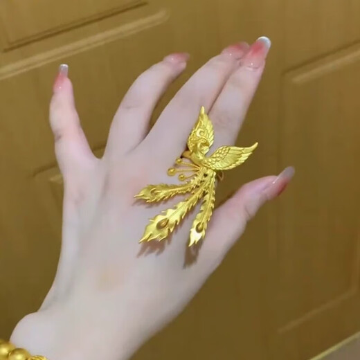 KZD old phoenix 999 pure gold ancient method gold pure gold phoenix ring female phoenix dance nine-day ring engagement proposal for daughter phoenix ring