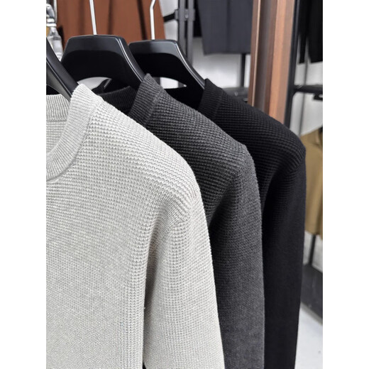 Dances with Wolves (DANCING WOLVES) pineapple pattern Henry collar sweater men's spring and autumn new fashion casual pure cotton texture long-sleeved T-shirt dark gray M 165 ((recommended 100-120)