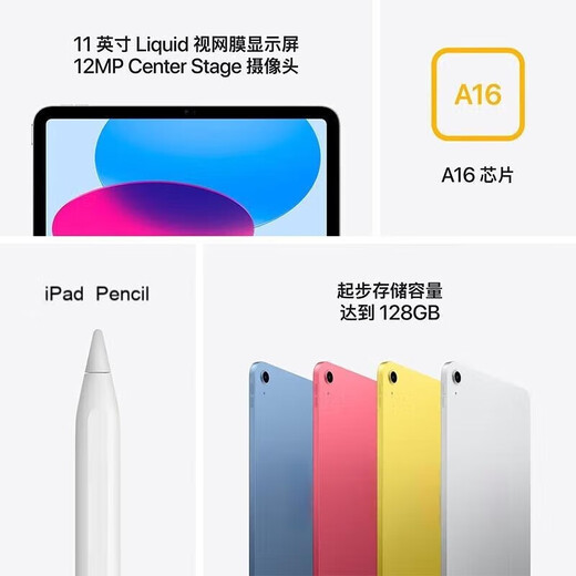 2025 iPad 11 Zoll A16-Chip 2025 Tablet-Computer, brandneue und originale gelbe 128G-WLAN-Version