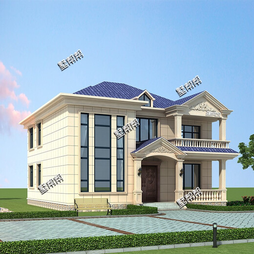 Shubangbang rural villa design drawings, two-story European-style self-built house construction drawings, full set of renderings, construction drawings, 9195 villa appearance renderings