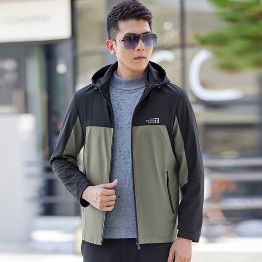 Lilang Men's Jacket 2024 Neuer Herbst mit Kapuze Cason Color-Blocking Windbreaker Jacke Daddy Anzug Navy N9737 Single Size 195175-190Jin [Jin ist gleich 0,5 kg]