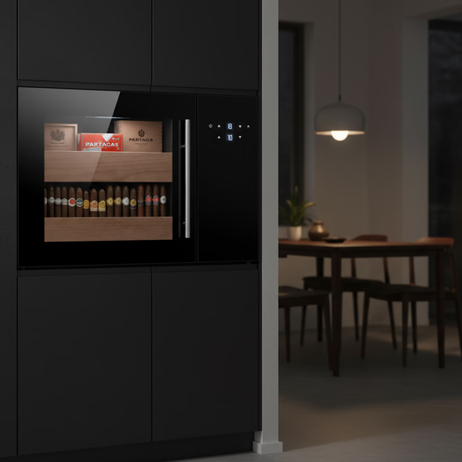Senling cigar cabinet small ultra-thin 38 cm independent embedded constant temperature and humidity eggplant mini humidor cedar wood shelf sideboard red wine cabinet factory direct sales professional customization