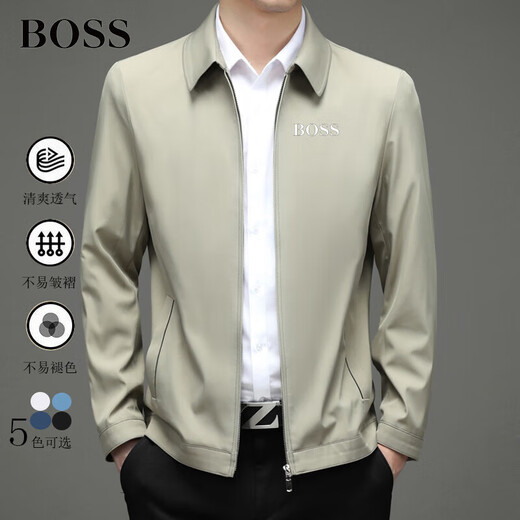 BOSS Men's Winter Slim Jacket Thick Long Sleeve Lapel Embroidered Logo Cotton Loose Large Size Men's Black 2XL 185/ Recommended 165-180Jin Jin is equal to 0.5kg
