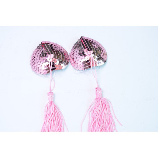 Shennong Shifu Underwear Accessories Invisible Silicone Bra Tassel Heart-Shaped Sequin Nipple Paste Nipple Paste Red One Size