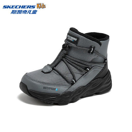 Skechers boys' winter boots, medium and large children's velvet outdoor casual boots, fashionable thickened snow boots 406385L