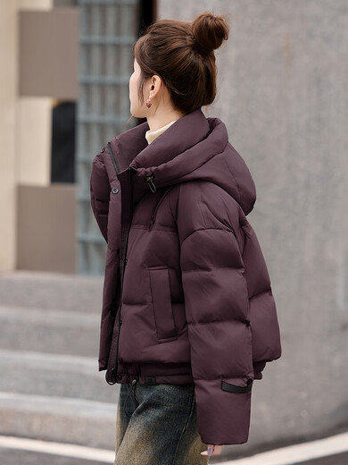 ROMON down jacket women's short 2025 winter new style small high-end fashion foreign style age-reducing slimming white duck down jacket off-white M