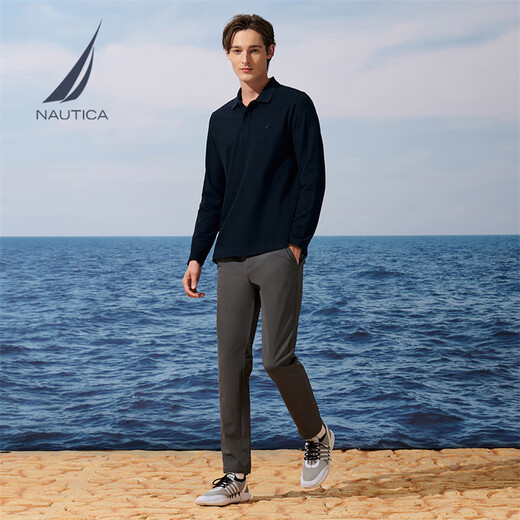 NAUTICA Christmas and New Year Men's 25 Autumn and Winter New Classic Skin Friendly Volcanic Rock Warm POLO Men's KE5301 Navy Blue 4NV XL