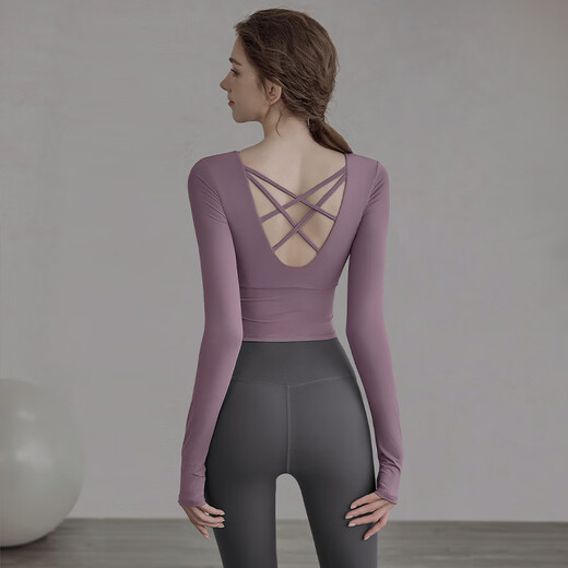 LULULMCCTN Yoga Wear Tops Women's Autumn and Winter New Pilates Professional Training Sports Fitness Suit 2025 New Long Sleeve Lotus Purple Long Sleeve S