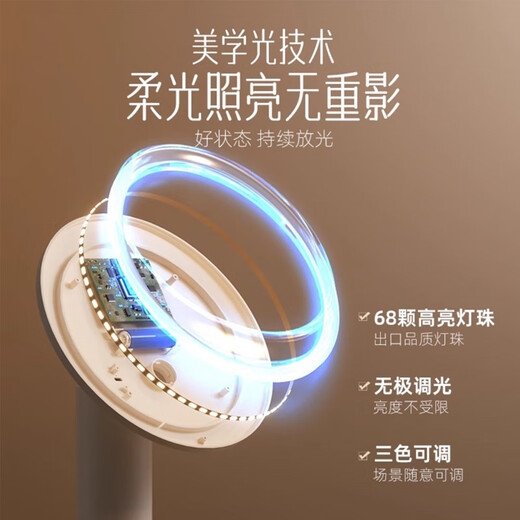 Mirror makeup mirror LED with light smart office desktop desktop home luminous dressing high-definition light luxury space silver + gift box-2400AH