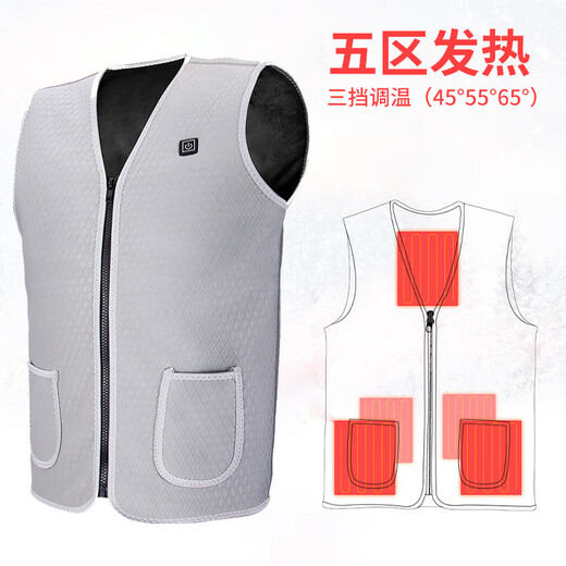 Electric heating vest fishing suit men's cold-proof smart heating vest charging winter warm clothes black five zones M