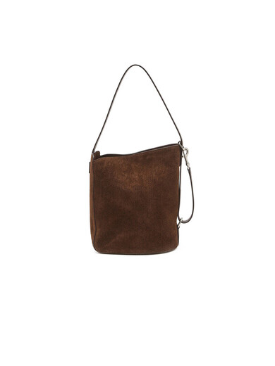 HAZZYS Women's Bag 2025 Autumn New Women's Retro Casual Shoulder Bucket Bag ALKS2BCC337 Dark Brown