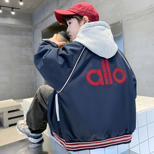 ALO YOGAalo jacket boys spring and autumn baseball uniform 2025 new medium and large children's autumn children's clothing jacket top beige BBL2526 jacket 160