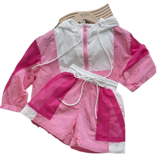 WOATI International Imported Big Brand Children's Clothing Girls Sun Protection Shirt Set Summer 2025 New Style Children Girls Style Thin Style with Pink Shorts 100 cm