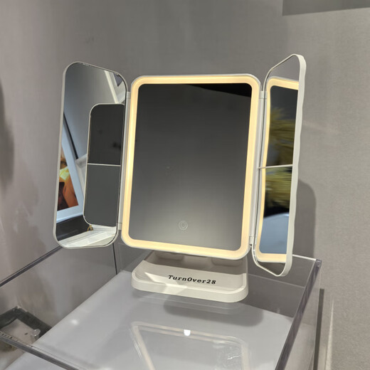 LED cosmetic mirror with light for skin management beauty salon, double-sided mirror, portable desktop hand-held light-filling mirror with logo, hand-held swinging mirror Fila