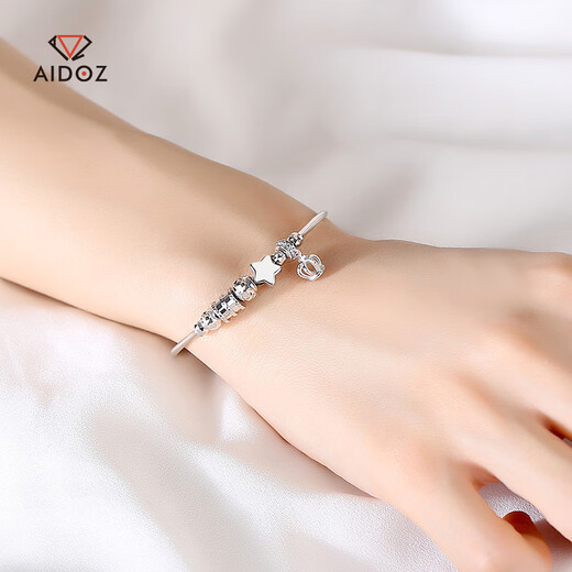 Aido Diamond pt950 platinum crown star bracelet for women, platinum small waist transfer bead bracelet, weight 7.2-7.4g (54-58mm can be worn)
