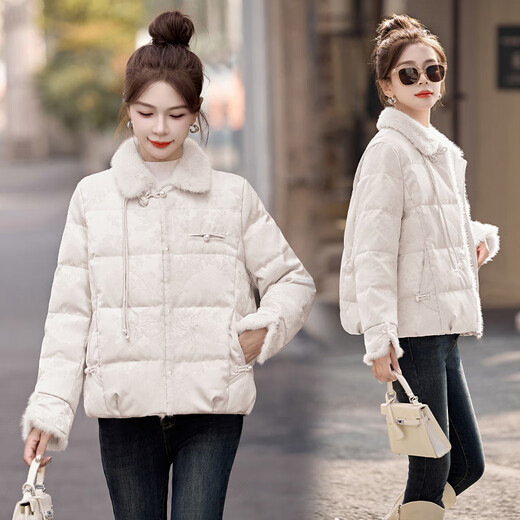 LISM shopping mall same style high-end down jacket new Chinese style for women today's popular temperament mink velvet embroidery pink S