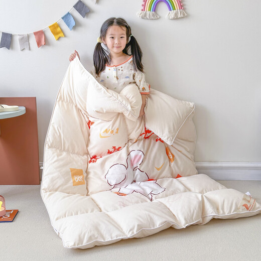 Antibacterial and anti-mite down white duck down quilt core, children's down quilt, infant student duck down quilt, spring and autumn quilt bedding, performance rabbit with model, soft and comfortable 160*210cm 800g down winter quilt