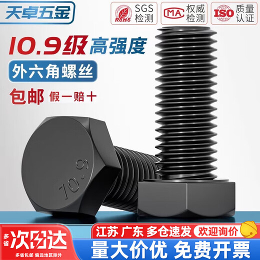 Tianzhuo Hardware M6-M64 10.9 level external hexagonal screw high strength bolt extension screw M8M10M12M14M16M18mm M27*100 1 piece