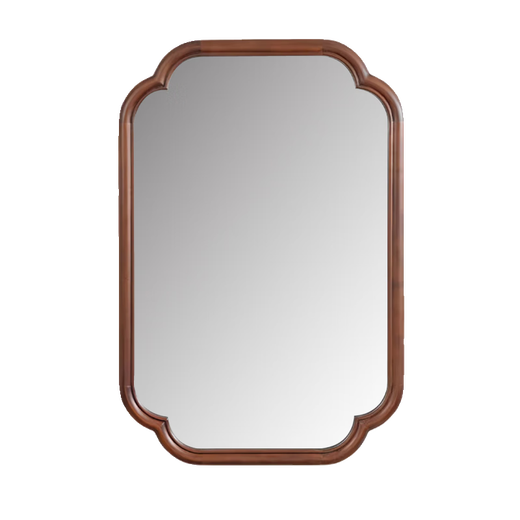 New Chinese-style dressing room wall-mounted mirror desktop dressing table wooden frame makeup mirror medieval entrance hall decorative mirror custom-made induction LED model 50x70cm