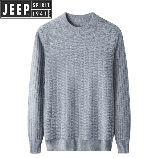 JEEP SPIRIT吉普羊毛衫男士冬季新款半高领毛衣秋冬季加厚保暖针织打底羊毛衫 夹花米 S 165