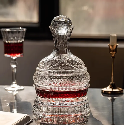 Light luxury quality decanter, home high-end, large-capacity wine flask, crystal glass, quick decanter, decanter, 360-degree rotatable