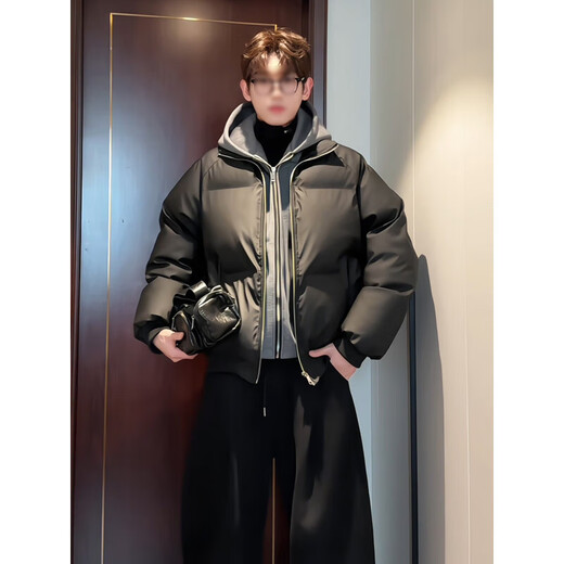 Основная идея (ZHUYIFAN) Американский двухсекционный пуховик из искусственной кожи для мальчиков зимой, красивая куртка с двойной молнией, утолщенная хлебная куртка черного цвета M (рекомендуемый вес 100-115 Jin Jin равен 0,5 кг)